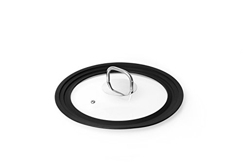 J&C Life Universal Tempered Glass Lid with Stainless Steel Handle - Graduated Fits 8.5