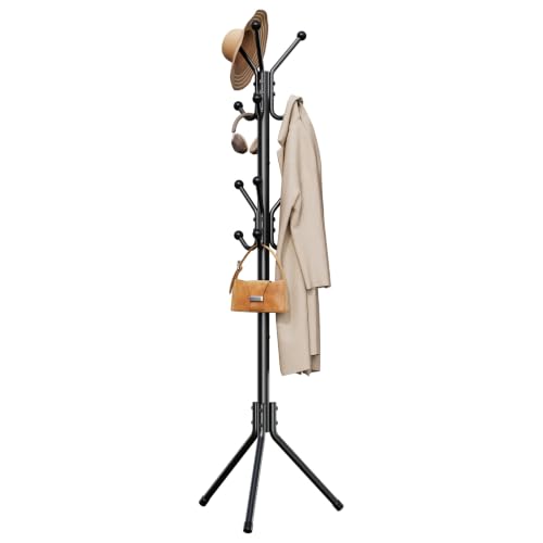 HYSEYY Coat Rack Freestanding,Metal Coat Tree for Entryway with 12 Hooks