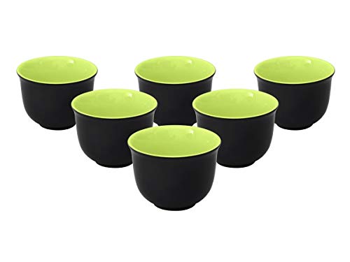 Teeservice âNellyâ. Moderne Teekanne 1,5 Liter in grün-schwarz aus hitzebeständiger Keramik mit Edelstahlfilter, 6 Teecups 120ml in grün-schwarz und Metall-Stövchen. – Bild 7