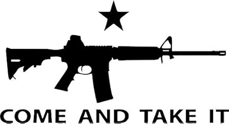Amazon Com Come And Take It Ar 15 Gun Vinyl Decal Sticker Bumper Car Truck Window 15 Wide Gloss Silver Color Arts Crafts Sewing