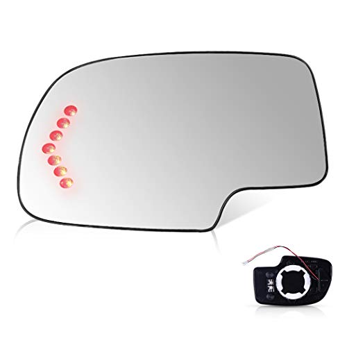 SCITOO Compatible fit for Exterior Mirror Replacement Glasses Driver Left Side Power Heated Signal 2003-2007 Chevrolet Silverado Suburban GMC Sierra Yukon Replacement Tow Mirror