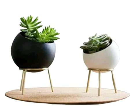 SK Decor Plant Pot Including Rust Free Metal Stand for Indoor and Out Door Gardening