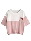 SweatyRocks Women's Colorblock Summer Short Sleeve Casual Loose T-Shirt Crop Top