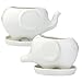 Animals Ceramic Flower Pot, Bantoye 2 Styles Elephants Succulent Planter Pots Cute White Animal Decor for Cactus & Succulent Plant