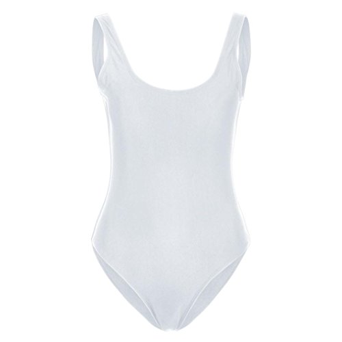 G&Kshop Women's One Piece Swimsuit Retro Straps High Cut Backless Monokini Swimwear (S, White) - Thumbnail 4