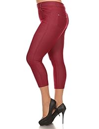 Jeggings de capri sólido clásico para dama Yelete