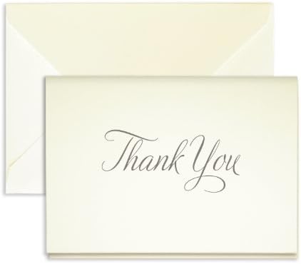 Gray Fancy Script Thank You Cards - Pack of 25 - 5" x 3.5"