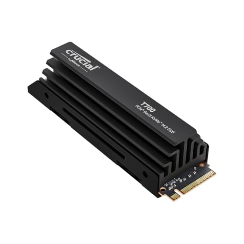 Crucial T700 2TB SSD PCIe Gen5 NVMe M.2 Interne SSD mit Premium-Kühlkörper, bis zu 12.400MB/s, Microsoft DirectStorage, PCIe 4.0 abwärtskompatibel, So