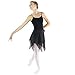 Danzcue Womens Asymmetric Ballet Dance Wrap Skirt, Black, M-L