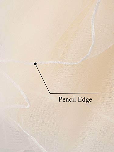 Barogirl 2 tier Wedding Veil Fingertip Length with Pencil Edge Soft Bridal Blusher Veil with Comb (Ivory without Applique)