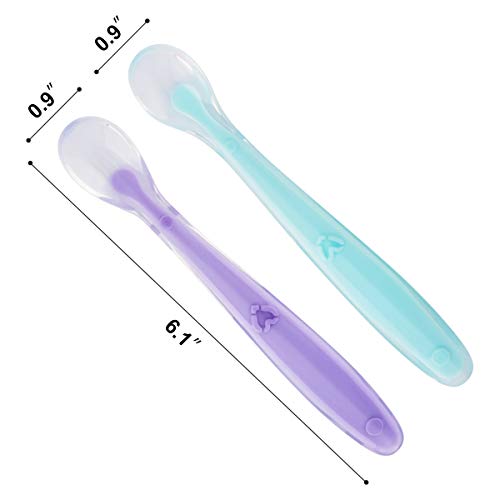 4 Pack Baby Spoons Kirecoo Silicone Self Feeding Training Spoon with Travel Case (Assorted 2)