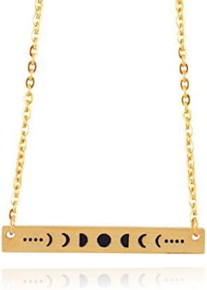 In Your Dreams Moon Phases Necklace, Dainty Gold Plated Round Pendant