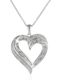 Sterling Silver Diamond Heart Pendant Necklace (1/2 cttw), 18"