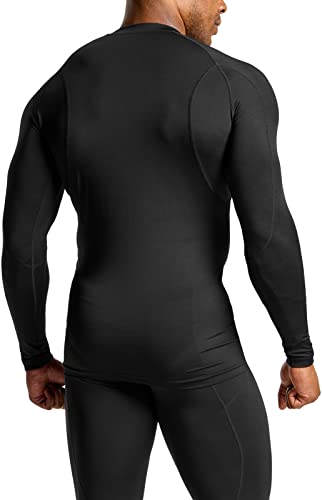 TSLA Men’s Long Sleeve Compression Shirt, UV Protection, Sweat Absorbent, Quick Drying, Long Shirt, Compression Wear, Undershirt, Sports Inner, Base Layer, Training Wear