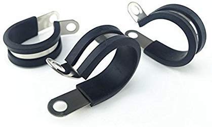 Temoyj Cable Clamp,10 Pack 2 Inch Stainless Steel Cable Clamp, Pipe Clamp, Metal Clamp, Rubber Cushioned Insulated