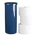 mDesign Modern Plastic Toilet Tissue Paper Roll Holder Canister Stand with Lid - Vertical Bathroom Storage for 3 Rolls of Toilet Tissue - Holds Large Mega Rolls - Navy Blue