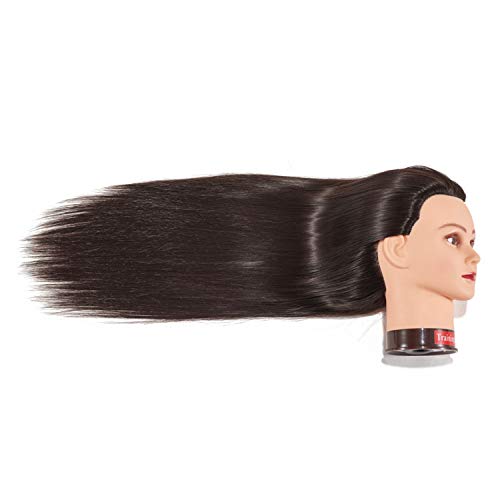Traininghead 26-28" Synthetic Hair Mannequin Head Training Head Hair Styling Hairdresser Cosmetology Manikin Head Doll Head with Free Clamp for Female (1813W0220)