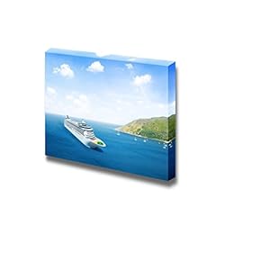 Scenic View of The Ocean and Land with Cruise Ship on The Side - Canvas Art Wall Art - 12" x 18"