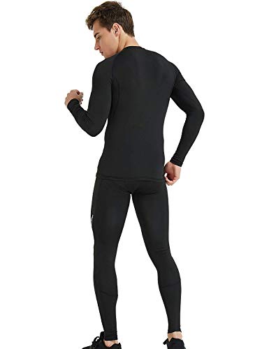 image for COOLOMG Men's Thermal Compression Base Layer Pants Fleece Lined Runnin