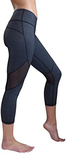 Mesh Capri Yoga Pants Women's Workout Leggings by Yoggir (X-Large, Gray)