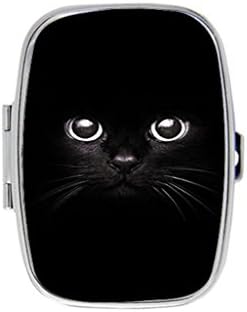 Black Cat Staring Eyes Custom Fashion Rectangular Pill Box Medicine Tablet Holder Organizer Case