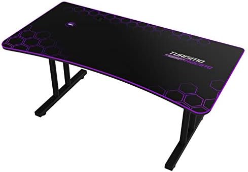 Turismo Racing Gaming Desk - Stazzione Extra-Wide Smart Gaming Desk with Built-in Phone Charger and USB Ports + Integrated Mouse Pad - Purple