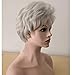 Royalfirst Short White Wigs for Women Synthetic Layered Curly Pixie Wig with Bangs Natural Looking Daily Costume Ladies Wig