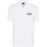 Armani Exchange Mens Regular Cotton Pique Classic Ax Logo Zip Polo