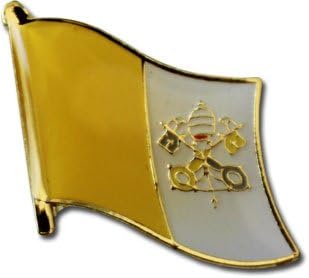 FlaglineVatican (Papal) Flag Die-struck Metal Single Lapel Pin with Butterfly Clasp Closure