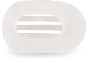 TELETIES - Small Flat Round Clip - Strong Grip, Bendable Teeth, Comfortable Curved Design - For Lying Down, Yoga, Driving & More - Ideal for Thin-Medium Hair - For All Hair Textures - Coconut White
