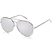 SOJOS Aviator Sunglasses Metal Frame Flat Mirrored Lens SJ1004 with Silver Frame/Silver Mirrored Lens