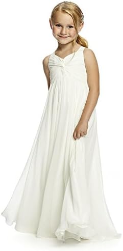 BHL V Neck Chiffon Long Junior Bridesmaid Dress Flower Girl Dress Size US 8 Ivory