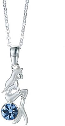 SA Mermaid Necklace 925 Sterling Silver Blue Cubic Zirconia Necklaces for Women Friendship Jewelry Cute Summer Silver Chain