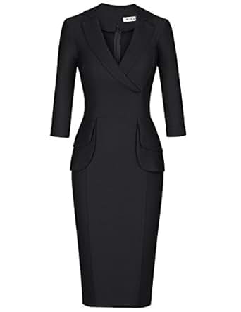 Below the knee black sheath dress women lord and
