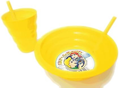 KitchenDeiz Sip-A-Bowl &amp; Sip-A-Cup Set for Kids (Yellow)