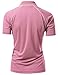 Coolon 2 Tone Collar Short Sleeve Zipper Polo Tee Pink L