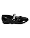 LITTLE ANGEL KELLY-767E Girl's Patten With Strap Ballet Flats, Color:BLACK