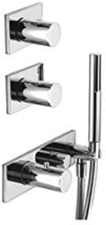 Fantini Milano thermostatic shower mixer with 3 stop valves and handshower 4713B-Chrome