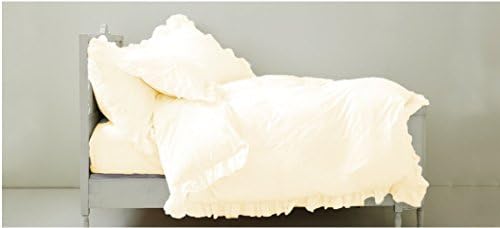 FUMESIC 3 Pcs Duvet Cover Set with Zipper Closure Soft Luxurious Natural Egyptian cotton 800 TC Stylish Color with Exquisite Ruffles Design, Soft and Comfortable Solid (King/Cal-King, Ivory)