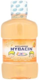 Mybacin Myfluoride Junior Mouthwash with Fluoride, Orange Flavor, Alcohol Free, Sugar Free, 250ml