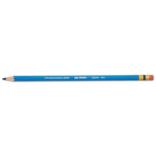 Prismacolor ColErase Pencil with Eraser, Blue Lead, Blue Barrel, Dozen