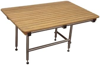 Plantation Teak ADA Wall Mounted Folding Shower Bench/Seat with Fold Down Legs (18"x16")