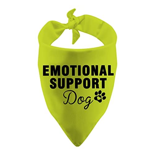 1 Piece Emotional Support Dog Bandana ESA Cat Bandana ESA Dog Bandana Service Gift Snap on Bandana Dog Gift (Emotional Support yellow)