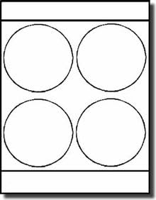 High Glossy Laser White 4” Diameter Circular Labels w/Permanent Adhesive – 4 Per Sheet – 100 Sheets