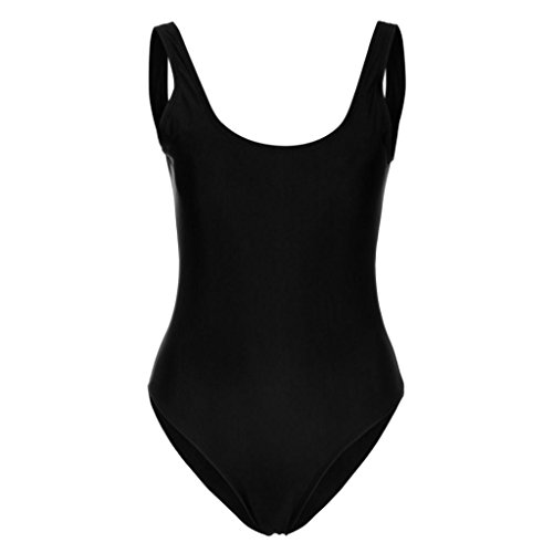 G&Kshop Women's One Piece Swimsuit Retro Straps High Cut Backless Monokini Swimwear (XL, Black) - Thumbnail 4