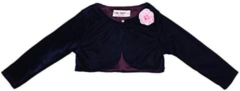 SOUL FAIRY Solid Girls Fashion Velvet Shrug with Lining and Corsage (Blue)