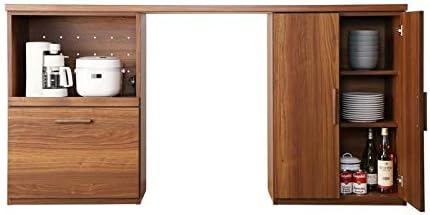 Amazon Wak天然木調キッチンカウンター レンジ台 食器棚 180cm Cタイプ 日本製完成品 食器棚 オンライン通販
