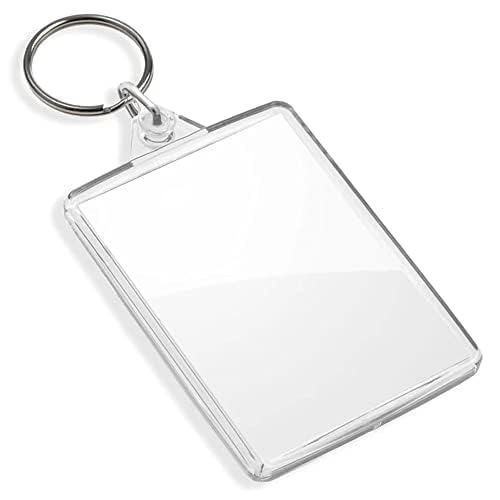 DSL Blank Photo Insert Keychains - 50x35mm - Translucent Clear Acrylic Key Rings for Double - Sided Photos - Small Picture Frames for Family, Friends, Gifts & Craft (100)
