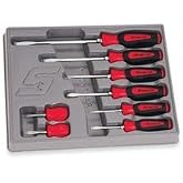 Snap-on 8Pc Soft Grip Screwdriver Set - Red, Includes (5) Flat Tip, Plus (3) PHILLIPS ACR Tip Drivers