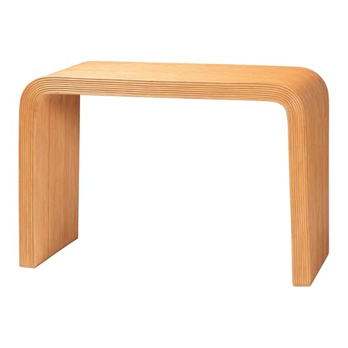 Bali & pari Guevara Bohemian Light Honey Fluted Rattan Console Table